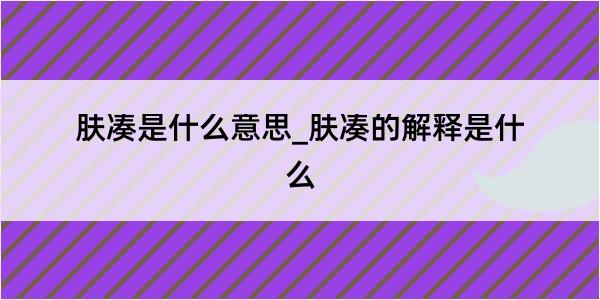 肤凑是什么意思_肤凑的解释是什么