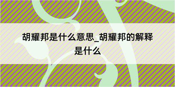 胡耀邦是什么意思_胡耀邦的解释是什么