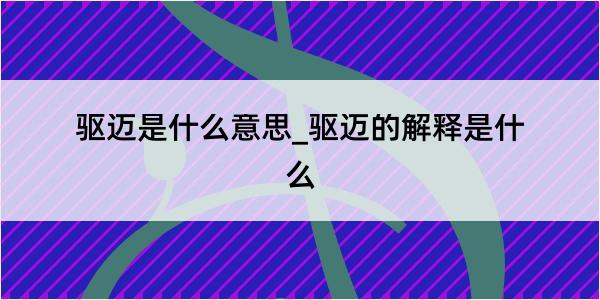 驱迈是什么意思_驱迈的解释是什么