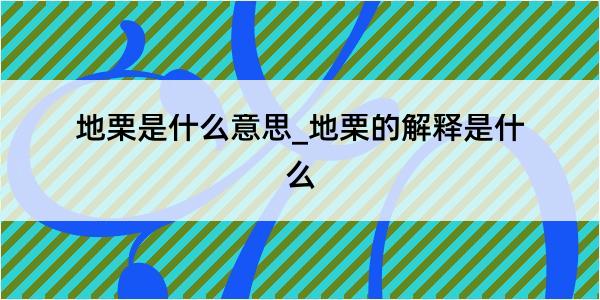 地栗是什么意思_地栗的解释是什么