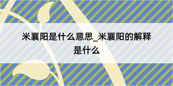 米襄阳是什么意思_米襄阳的解释是什么