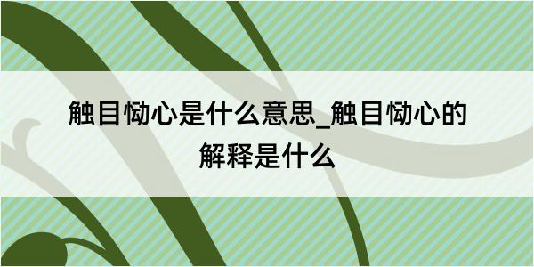 触目恸心是什么意思_触目恸心的解释是什么