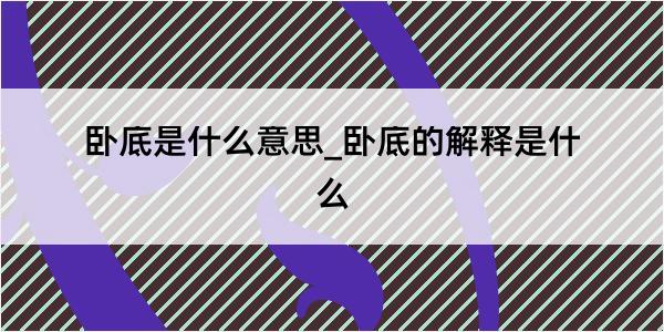 卧底是什么意思_卧底的解释是什么