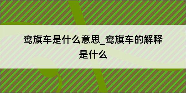 鸾旗车是什么意思_鸾旗车的解释是什么