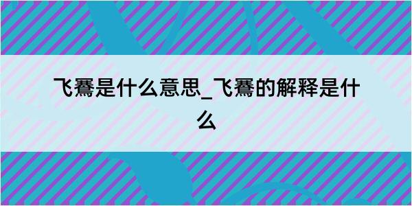 飞鶱是什么意思_飞鶱的解释是什么