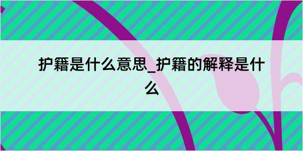 护籍是什么意思_护籍的解释是什么