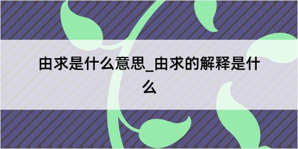 由求是什么意思_由求的解释是什么