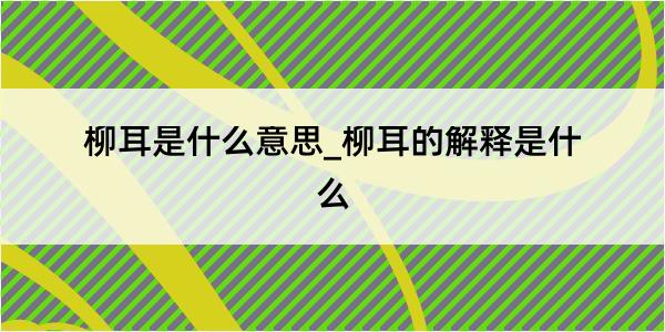 柳耳是什么意思_柳耳的解释是什么