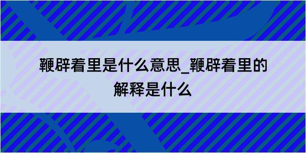 鞭辟着里是什么意思_鞭辟着里的解释是什么