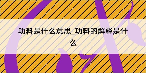 功料是什么意思_功料的解释是什么