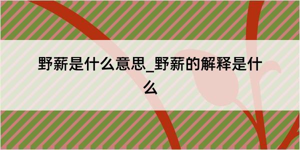 野薪是什么意思_野薪的解释是什么