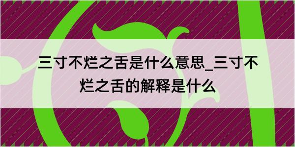 三寸不烂之舌是什么意思_三寸不烂之舌的解释是什么