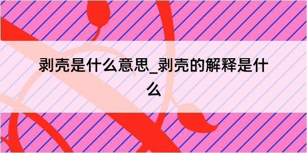 剥壳是什么意思_剥壳的解释是什么