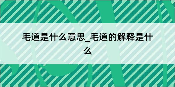 毛道是什么意思_毛道的解释是什么