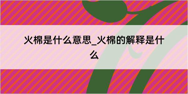 火棉是什么意思_火棉的解释是什么