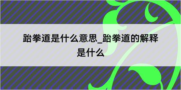 跆拳道是什么意思_跆拳道的解释是什么