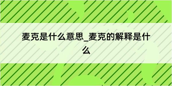 麦克是什么意思_麦克的解释是什么