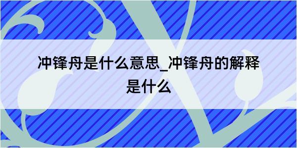 冲锋舟是什么意思_冲锋舟的解释是什么