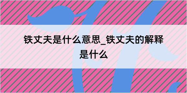 铁丈夫是什么意思_铁丈夫的解释是什么