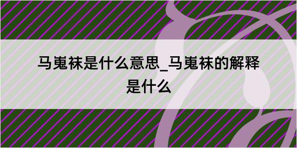 马嵬袜是什么意思_马嵬袜的解释是什么