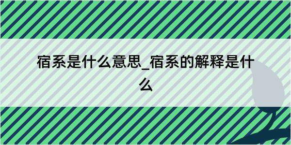 宿系是什么意思_宿系的解释是什么