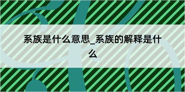 系族是什么意思_系族的解释是什么