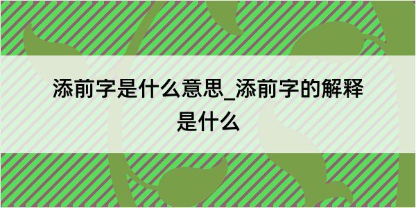 添前字是什么意思_添前字的解释是什么