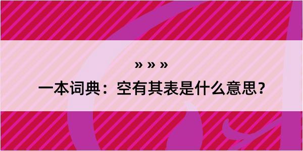 一本词典：空有其表是什么意思？