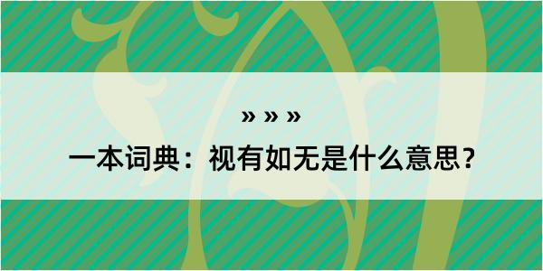 一本词典：视有如无是什么意思？