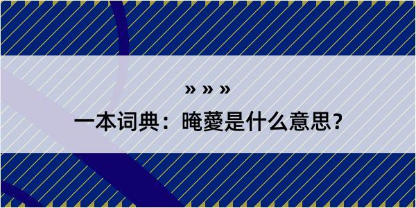 一本词典：晻薆是什么意思？