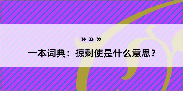 一本词典：掠剩使是什么意思？