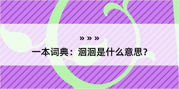 一本词典：洄洄是什么意思？