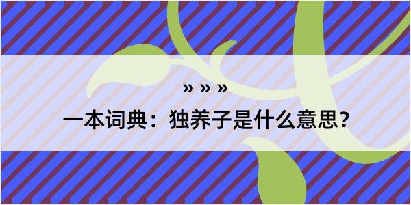 一本词典：独养子是什么意思？