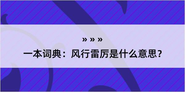 一本词典：风行雷厉是什么意思？