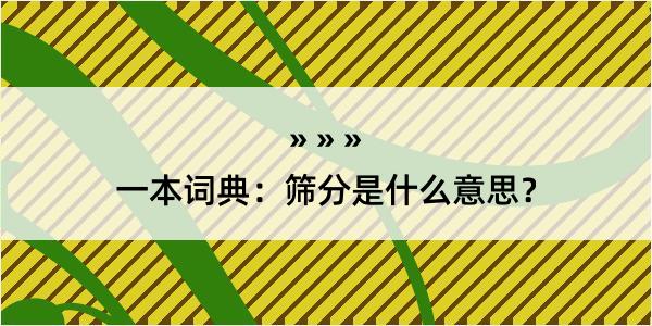 一本词典：筛分是什么意思？