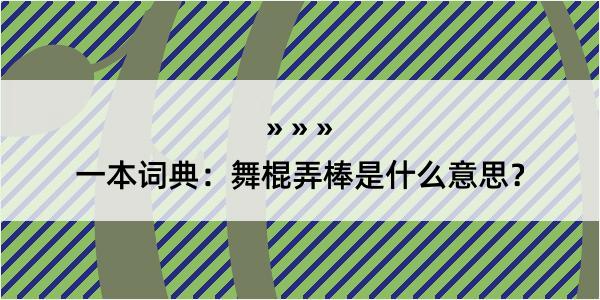 一本词典：舞棍弄棒是什么意思？