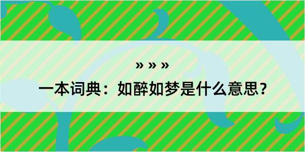 一本词典：如醉如梦是什么意思？