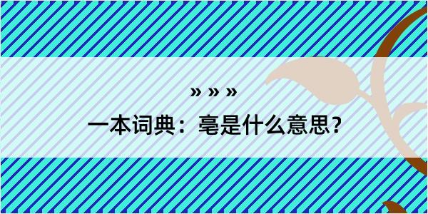 一本词典：亳是什么意思？