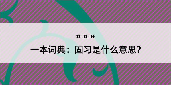 一本词典：固习是什么意思？