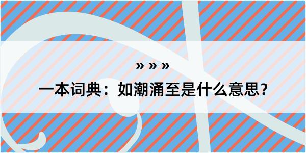 一本词典：如潮涌至是什么意思？