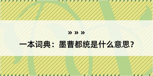 一本词典：墨曹都统是什么意思？