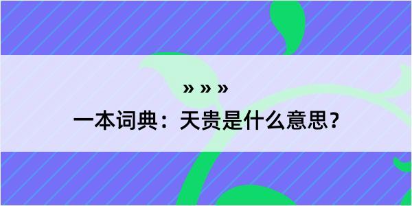 一本词典：天贵是什么意思？