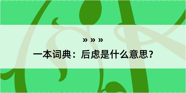 一本词典：后虑是什么意思？