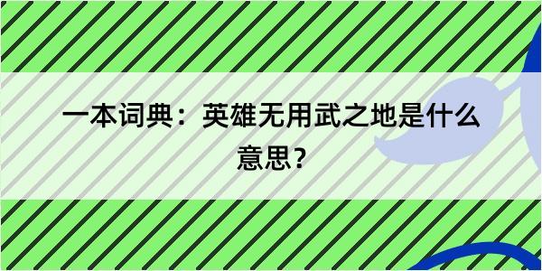 一本词典：英雄无用武之地是什么意思？