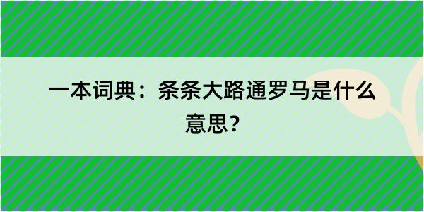 一本词典：条条大路通罗马是什么意思？