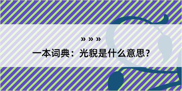 一本词典：光貎是什么意思？