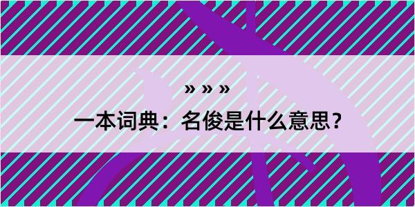 一本词典：名俊是什么意思？