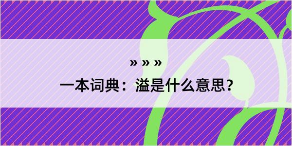 一本词典：溢是什么意思？