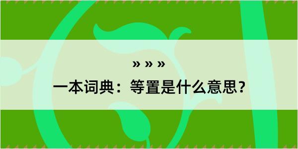 一本词典：等置是什么意思？