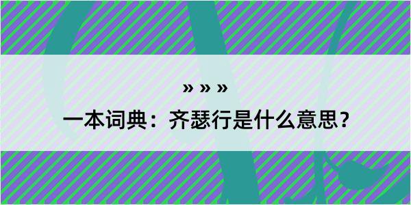 一本词典：齐瑟行是什么意思？